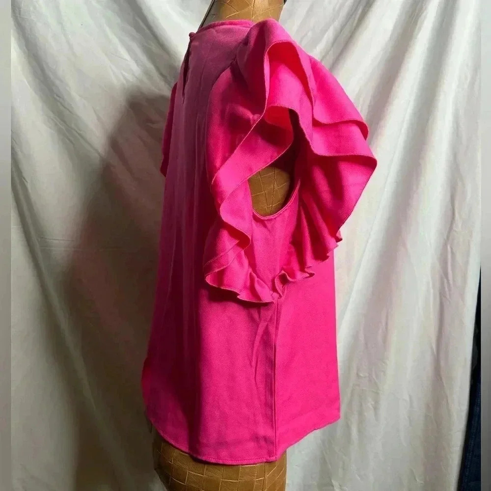 Women’s‎ Large Ruffle sleeve top- Pink Barbiecore - Picture 3 of 8